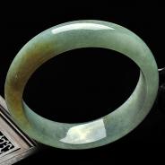 糯冰种晴水黄翡缅甸翡翠A货手镯（52.2mm）