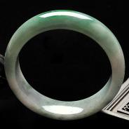 糯冰种春带彩缅甸翡翠A货手镯（55.8mm）