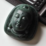 冰种墨翠缅甸翡翠A货释迦牟尼挂件