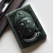 冰种墨翠缅甸翡翠A货释迦牟尼挂件
