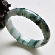 糯冰种飘花缅甸翡翠A货手镯（54.5mm）