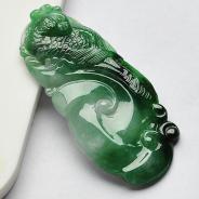 糯冰种翠色缅甸翡翠A货凤凰挂件