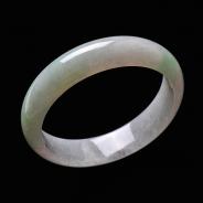 糯冰种飘翠缅甸翡翠A货手镯（53mm）
