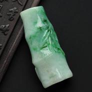 糯冰种飘花缅甸翡翠A货节节高挂件