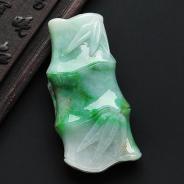 糯冰种翠色略带黄翡缅甸翡翠A货节节高挂件