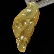 冰种黄翡略飘花缅甸翡翠A货喜得连科挂件