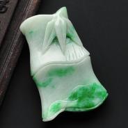 细糯种翠色缅甸翡翠A货节节高挂件