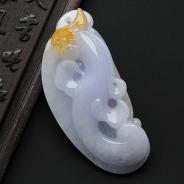 糯冰种紫罗兰带黄翡缅甸翡翠A货凤凰挂件