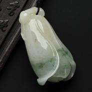 糯冰种飘花缅甸翡翠A货玉兰花挂件