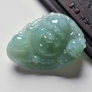 糯冰种晴水缅甸翡翠A货童子纳福挂件