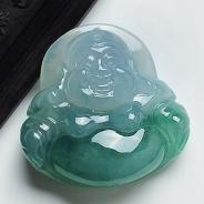 冰种飘花缅甸翡翠A货玉佛挂件