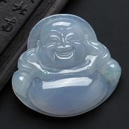 冰种紫罗兰飘花缅甸翡翠A货玉佛挂件