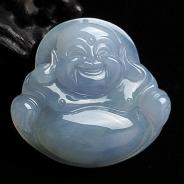 冰种紫罗兰飘花缅甸翡翠A货玉佛挂件