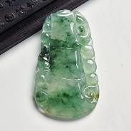 冰种飘花缅甸翡翠A货节节高挂件