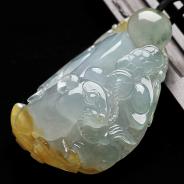 冰种晴水黄翡缅甸翡翠A货玉鼠运财挂件