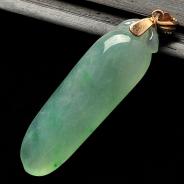 冰种飘翠缅甸翡翠A货镶金扣福瓜挂件