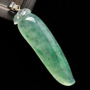 冰种飘翠缅甸翡翠A货镶金扣福瓜挂件