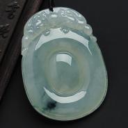 冰种飘花缅甸翡翠A货福在眼前挂件