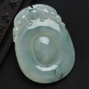 冰种飘花缅甸翡翠A货福在眼前挂件