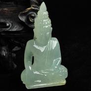 冰种晴水略带黄翡缅甸翡翠A货释迦牟尼佛