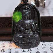 冰种墨翠缅甸翡翠A货观音挂件