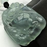 冰种淡晴水缅甸翡翠福在眼前挂件