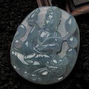 冰种紫罗兰缅甸翡翠龙头观音挂件