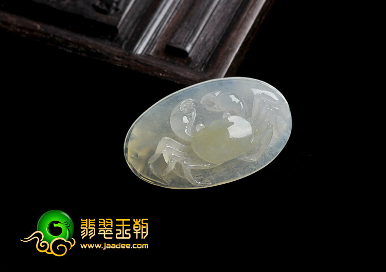 冰种淡黄翡缅甸翡翠A货横行天下挂件