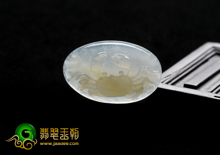 冰种淡黄翡缅甸翡翠A货横行天下挂件