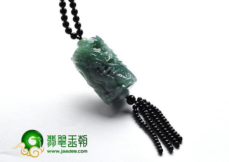 糯冰种飘花缅甸翡翠A货龙柱挂件