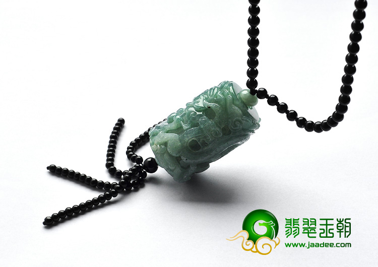 糯冰种飘花缅甸翡翠A货龙柱挂件