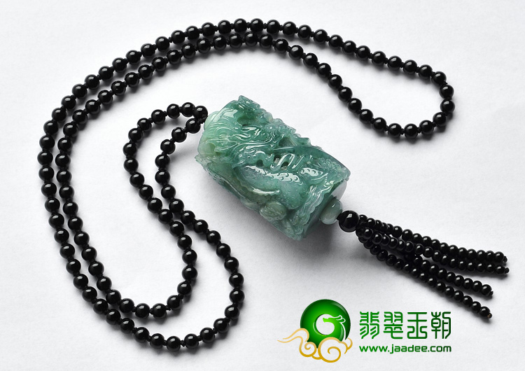 糯冰种飘花缅甸翡翠A货龙柱挂件