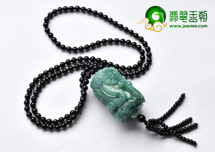 糯冰种飘花缅甸翡翠A货龙柱挂件