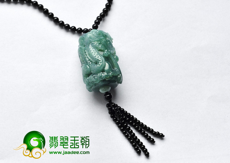 糯冰种飘花缅甸翡翠A货龙柱挂件