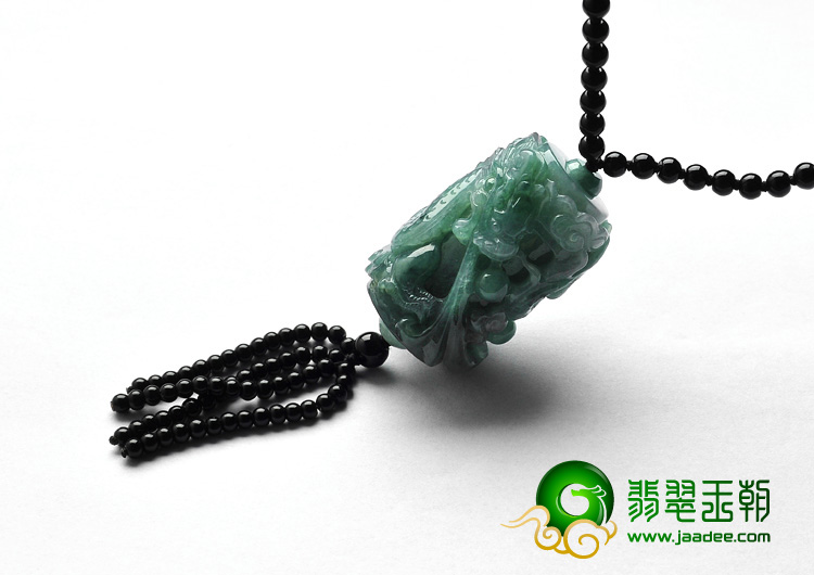 糯冰种飘花缅甸翡翠A货龙柱挂件