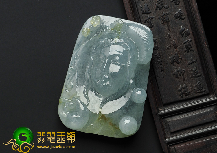 冰种晴水带黄翡缅甸翡翠A货仕女头挂件