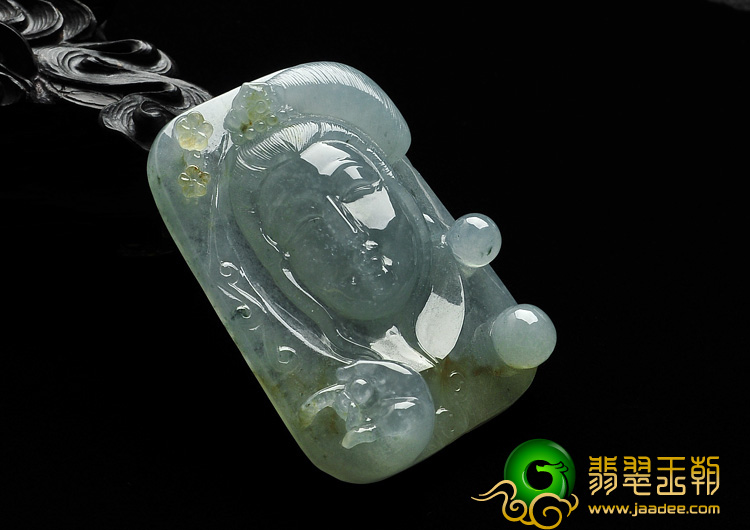 冰种晴水带黄翡缅甸翡翠A货仕女头挂件