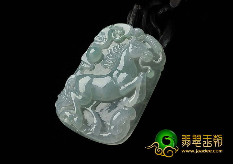 冰种晴水缅甸翡翠A货马牌挂件