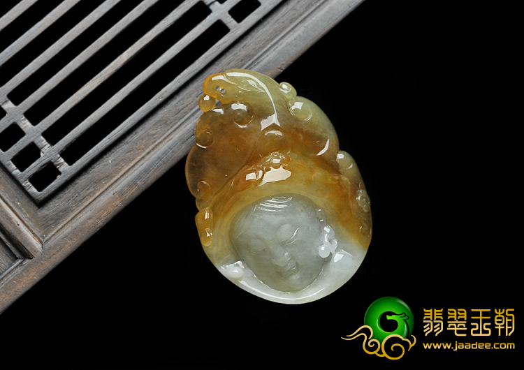 糯冰种褐黄翡缅甸翡翠A货阿诗玛挂件
