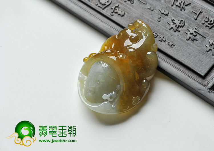 糯冰种褐黄翡缅甸翡翠A货阿诗玛挂件