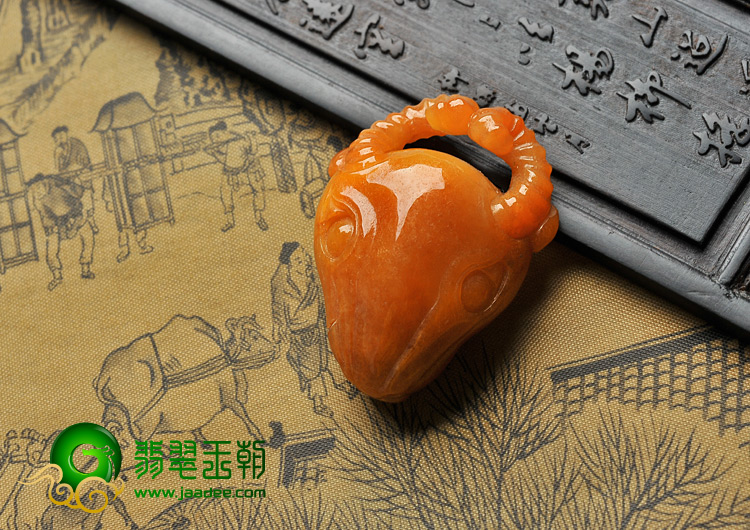 细糯种红黄翡缅甸翡翠A货羊头挂件