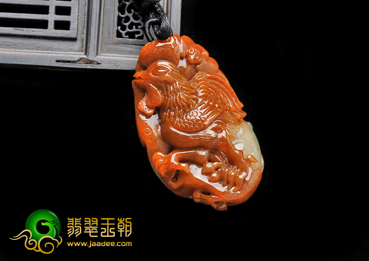 糯冰种红翡缅甸翡翠A货闻鸡起舞挂件