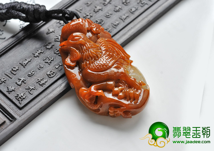 糯冰种红翡缅甸翡翠A货闻鸡起舞挂件