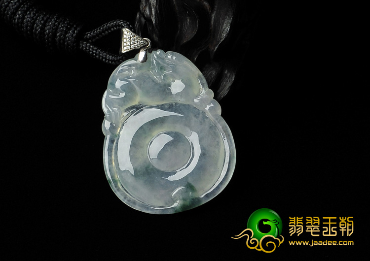 冰种飘花缅甸翡翠A货福在眼前挂件