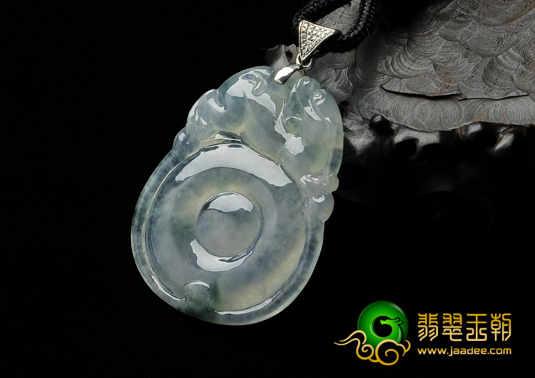 冰种飘花缅甸翡翠A货福在眼前挂件