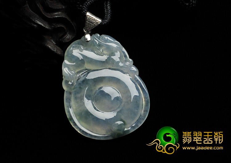 冰种飘花缅甸翡翠A货福在眼前挂件