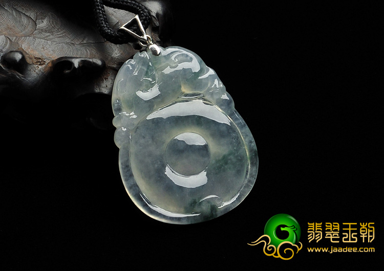 冰种飘花缅甸翡翠A货福在眼前挂件