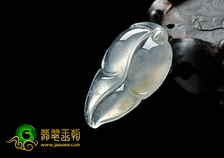 冰玻种淡黄翡缅甸翡翠A货叶子挂件