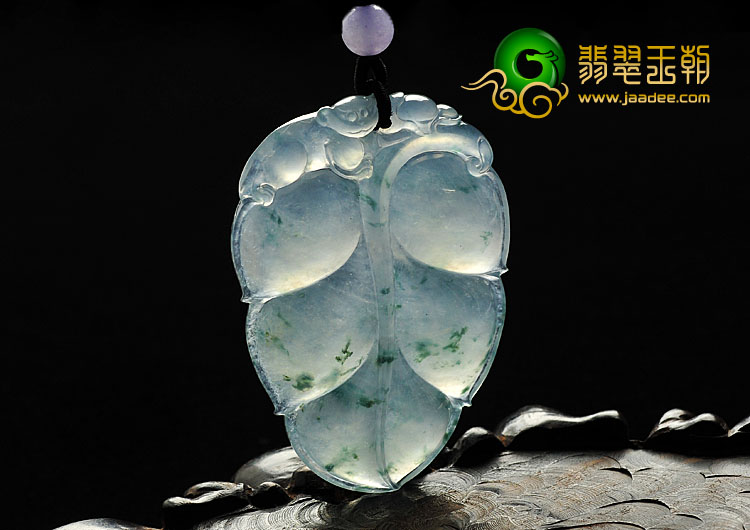 冰玻种飘花缅甸翡翠A货叶子挂件