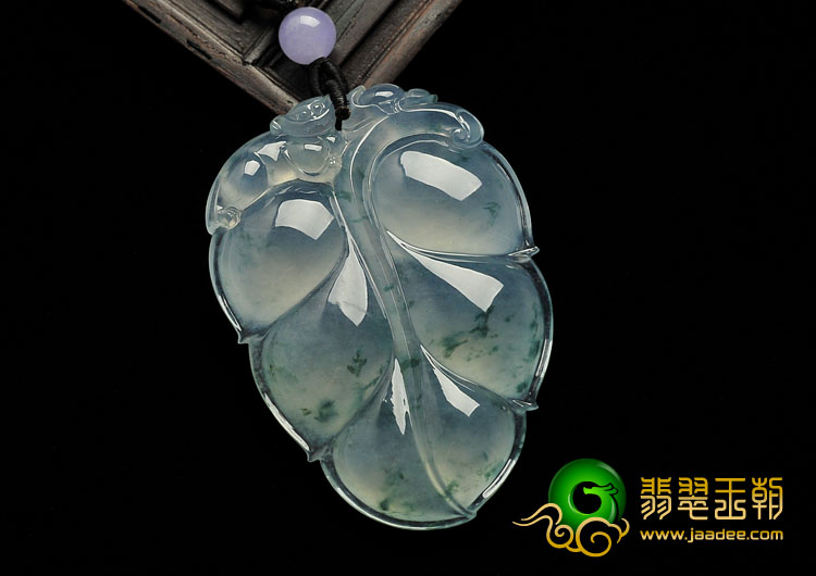 冰玻种飘花缅甸翡翠A货叶子挂件